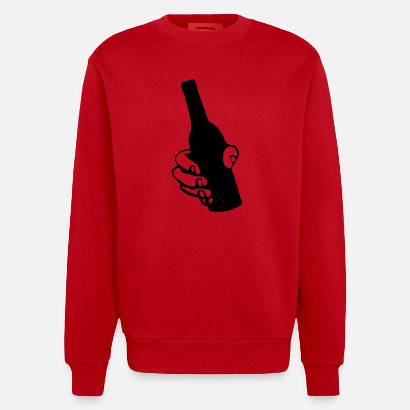 hand mit bierflasche - Heavyweight Oversized Organic Crew Neck Made in EU - Rot