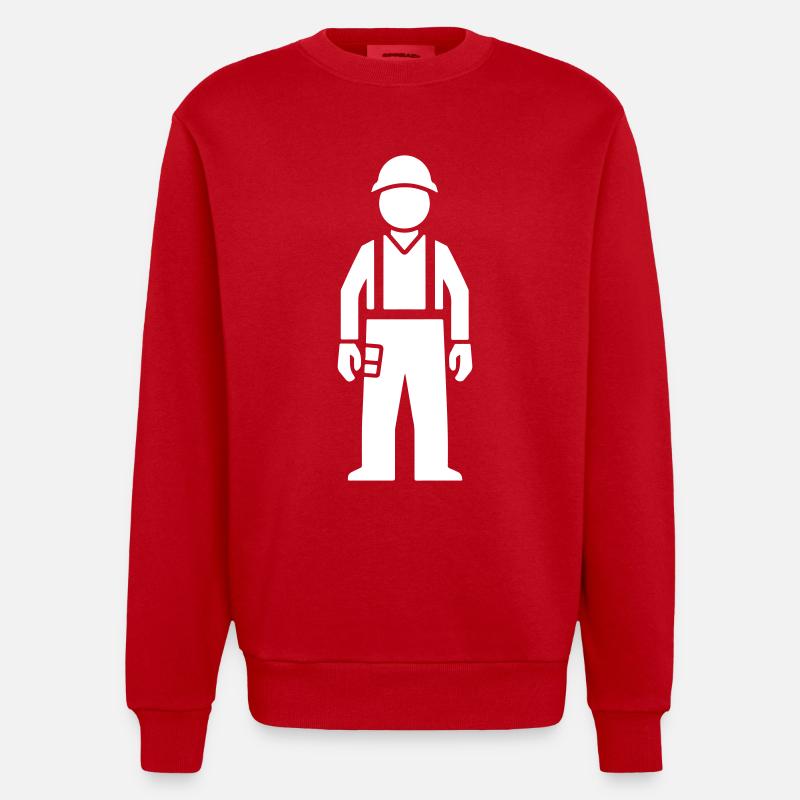 Icône d’ouvrier de la construction - Sweat bio épais oversize fabriqué en UE - rouge