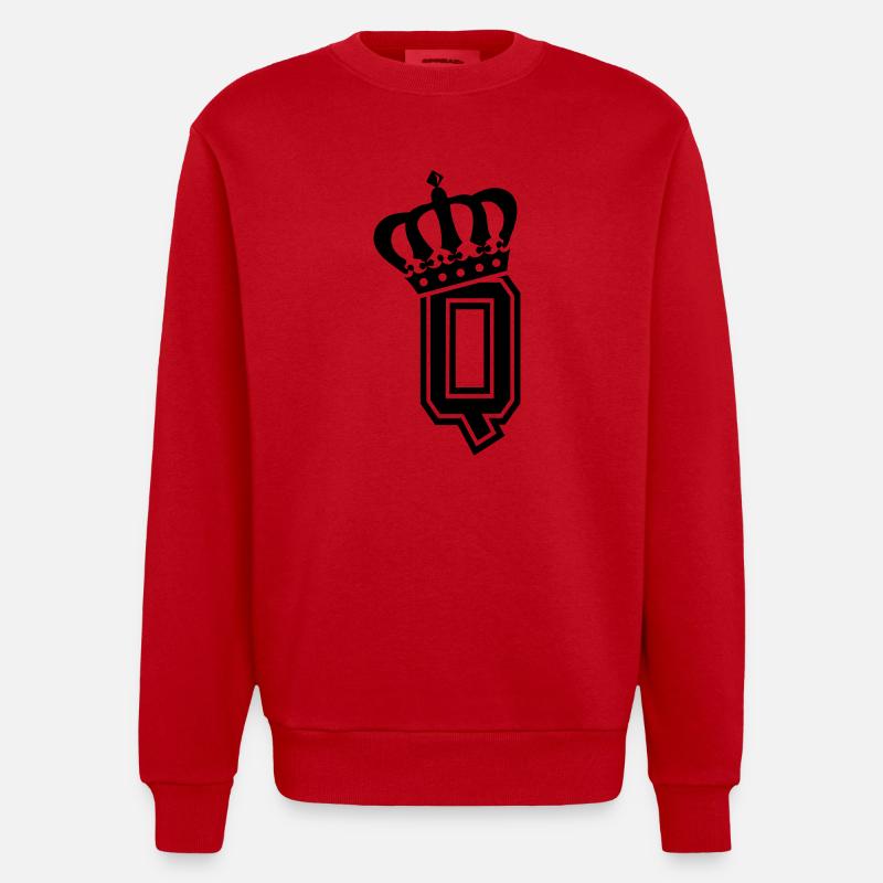 Buchstabe Q - Heavyweight Oversized Organic Crew Neck Made in EU - Rot