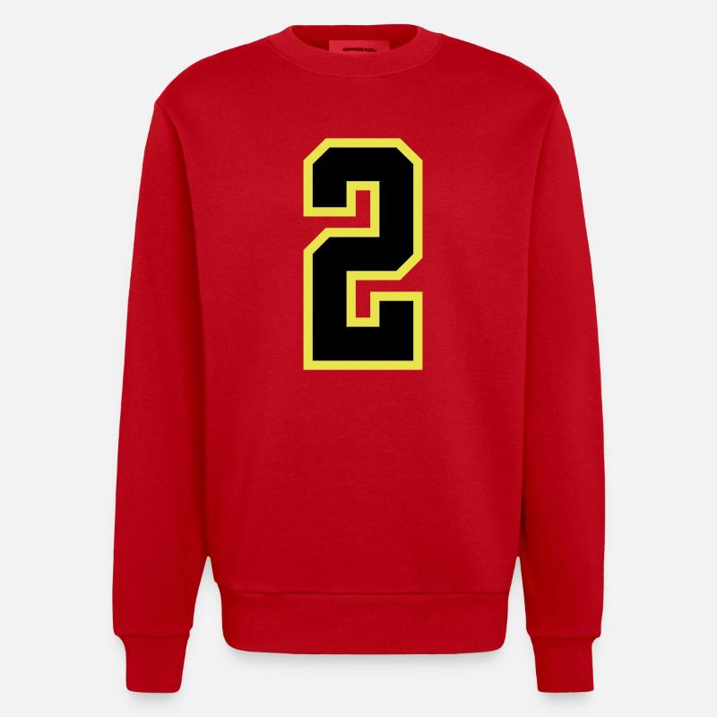 2 Zahl Trikot - Heavyweight Oversized Organic Crew Neck Made in EU - Rot