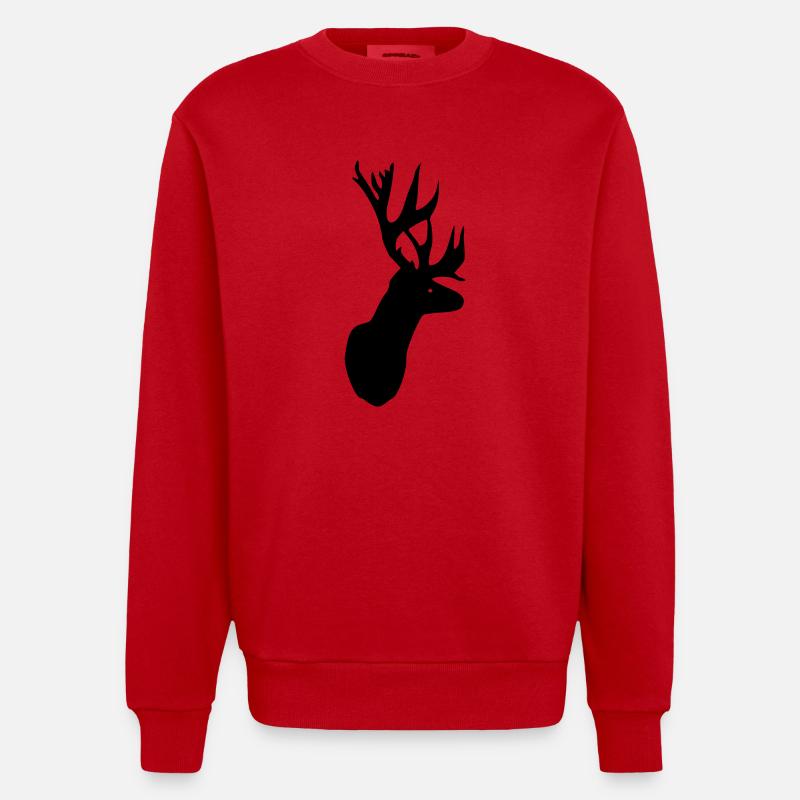 Hirsch - Geweih - Heavyweight Oversized Organic Crew Neck Made in EU - Rot