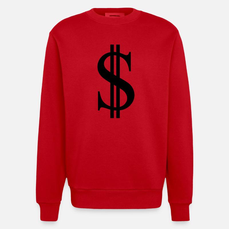 Dollarzeichen - Heavyweight Oversized Organic Crew Neck Made in EU - Rot