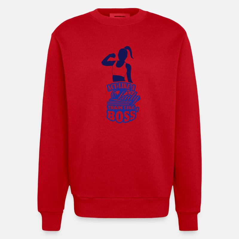 Lady train comme un 002 - Sweat bio épais oversize fabriqué en UE - rouge