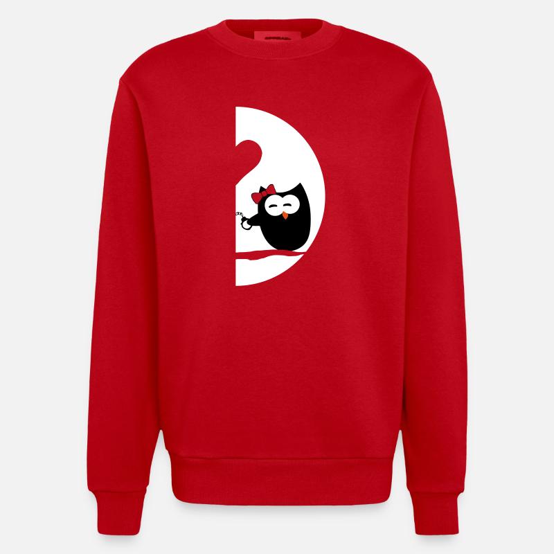 Owls left - Valentine's Day - Heavyweight Oversized Organic Crew Neck Made in EU - red