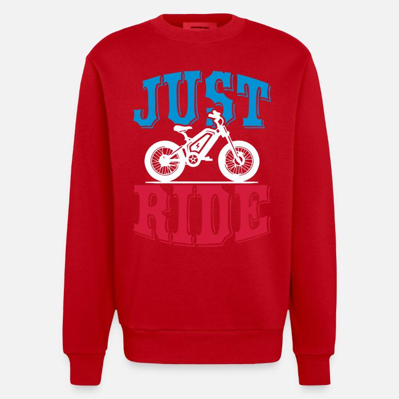 Just Ride E Bike - Heavyweight Oversized Organic Crew Neck Made in EU - red