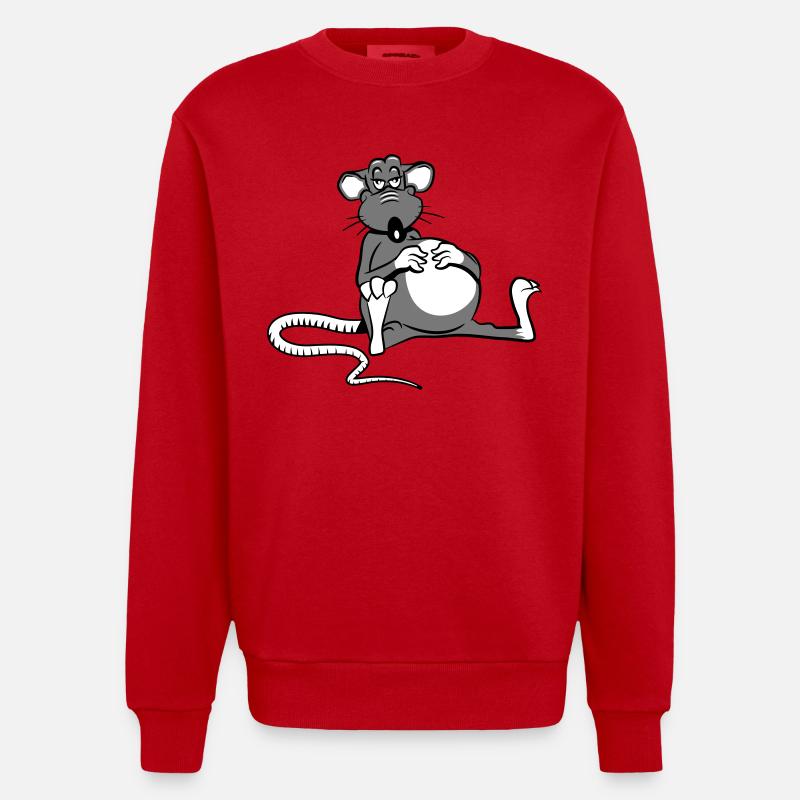 rat fatigué - Sweat bio épais oversize fabriqué en UE - rouge