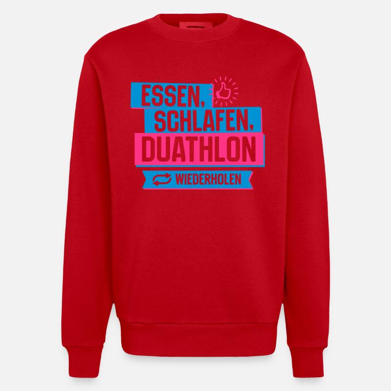 Hobby Duathlon - Heavyweight Oversized Organic Crew Neck Made in EU - Rot
