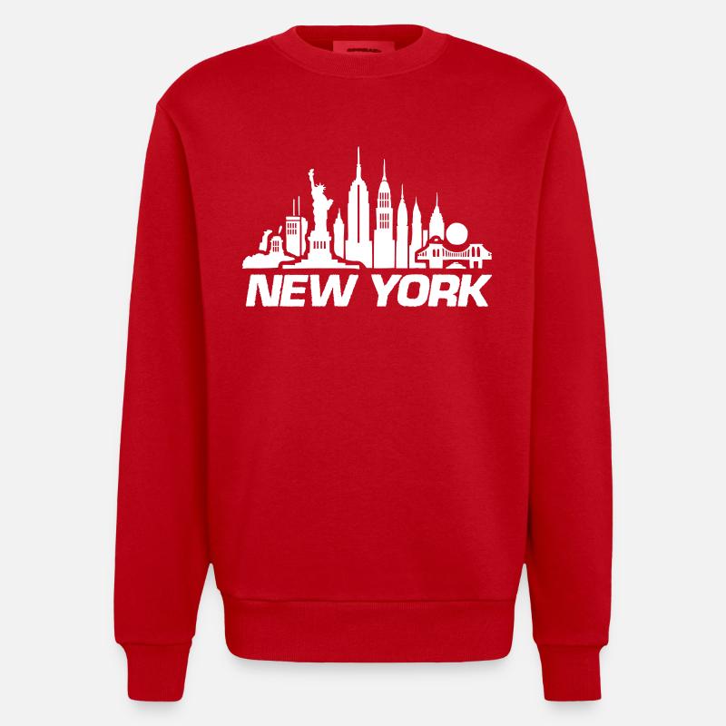 new york skyline ny - Heavyweight Oversized Organic Crew Neck Made in EU - Rot