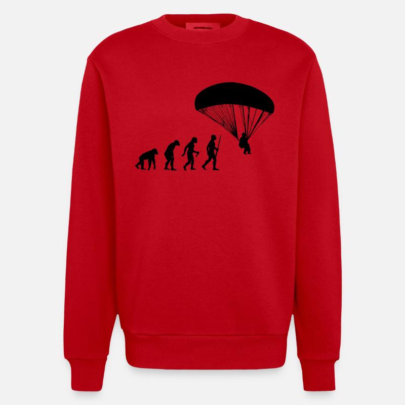 Paragliding Evolution - Heavyweight Oversized Organic Crew Neck Made in EU - Rot