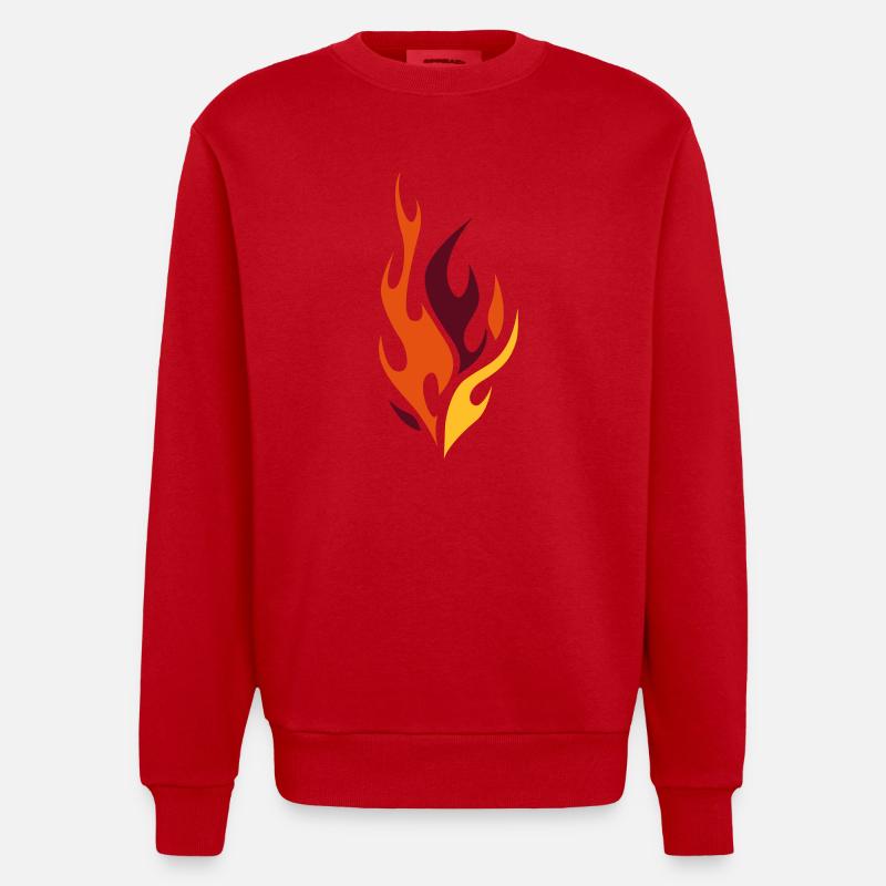 flammen - Heavyweight Oversized Organic Crew Neck Made in EU - Rot