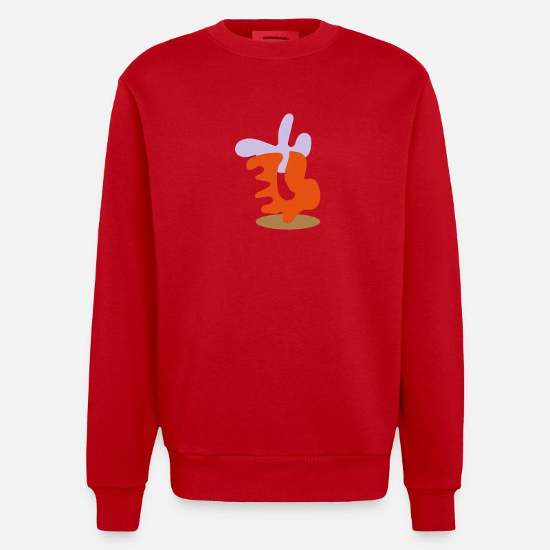 Abstrakte Formen - Heavyweight Oversized Organic Crew Neck Made in EU - Rot