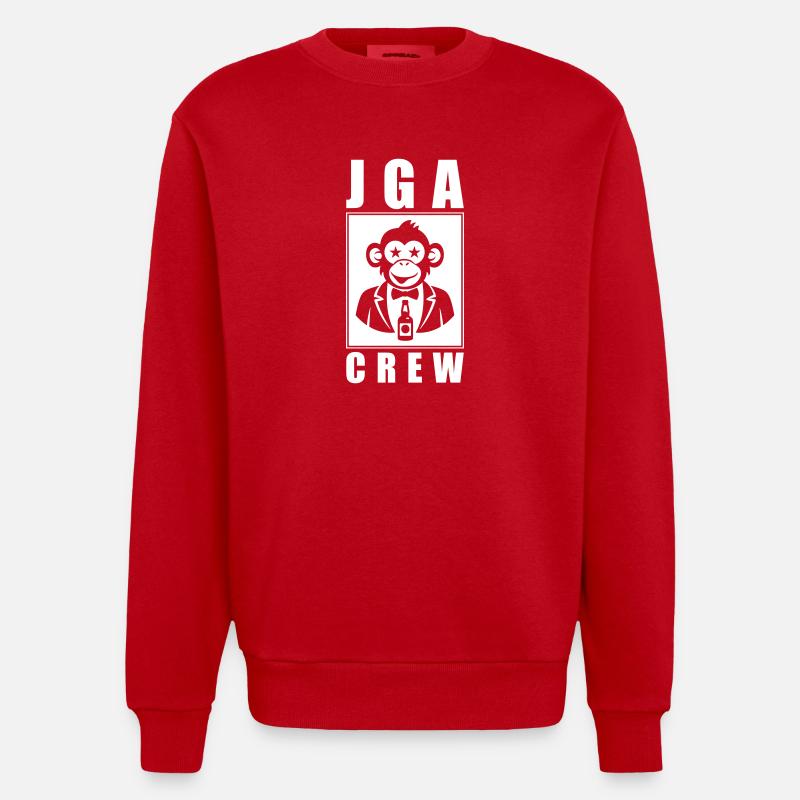 JGA Crew Affe Junggesellenabschied - Heavyweight Oversized Organic Crew Neck Made in EU - Rot
