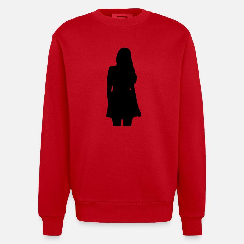Modell Mädchen Silhouette - Heavyweight Oversized Organic Crew Neck Made in EU - Rot