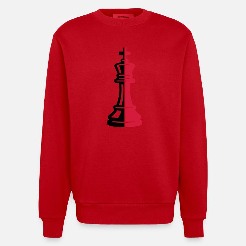 Pièce du roi des échecs - Sweat bio épais oversize fabriqué en UE - rouge
