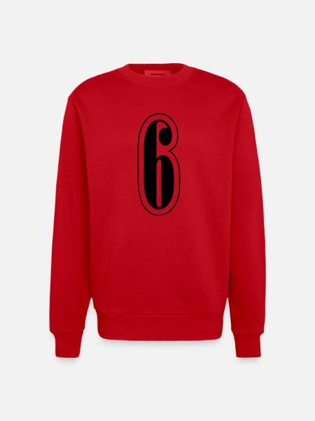 6 Zahl symbol - Heavyweight Oversized Organic Crew Neck Made in EU - Rot