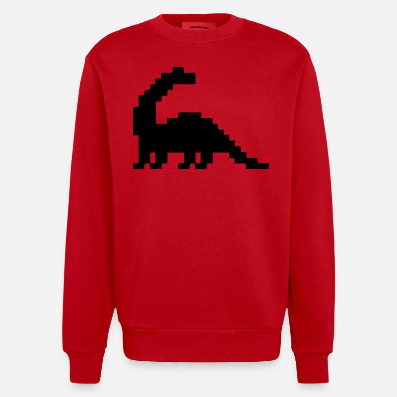 Dinosaurier Brontosaurus Pixel - Heavyweight Oversized Organic Crew Neck Made in EU - Rot