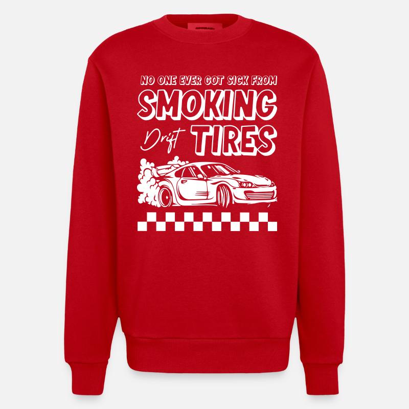 Pneus fumants à la dérive - Sweat bio épais oversize fabriqué en UE - rouge