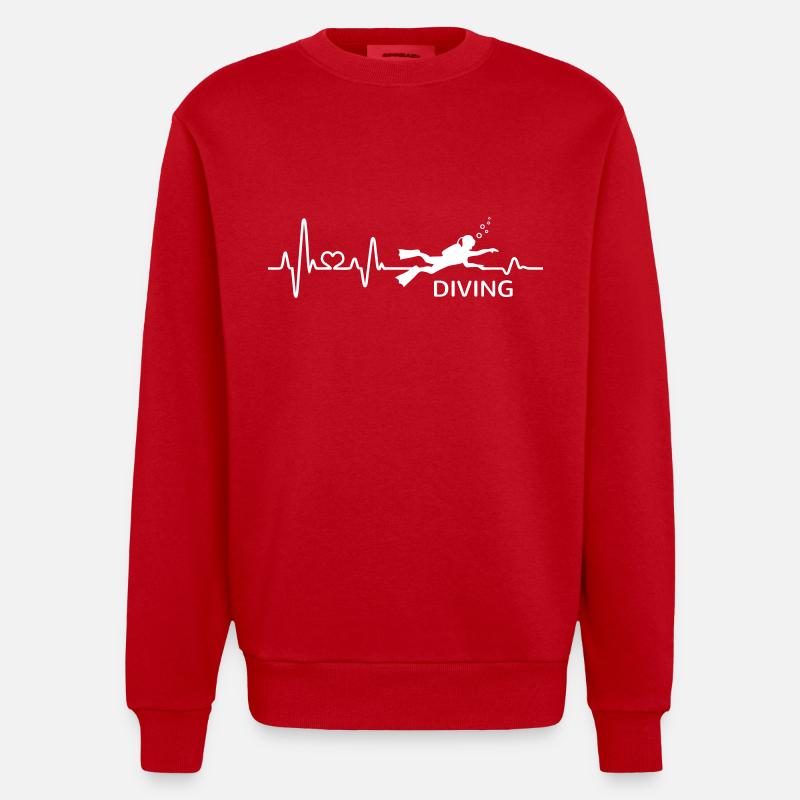 Diver Heartbeat Dive Pulse Diver - Sweat bio épais oversize fabriqué en UE - rouge