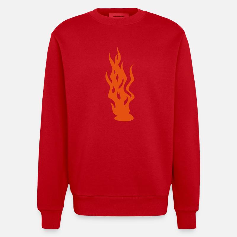 flammes / flames (1c) - Sweat bio épais oversize fabriqué en UE - rouge