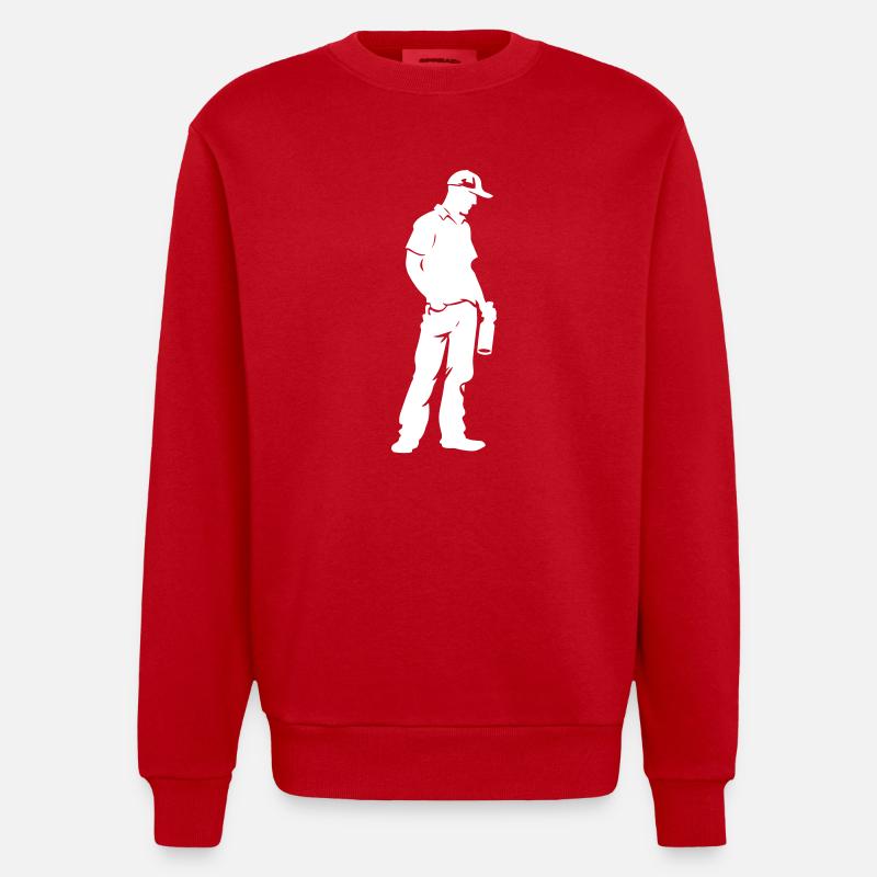 Drinking Mann Flasche - Heavyweight Oversized Organic Crew Neck Made in EU - Rot
