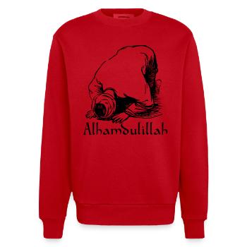ISLAM MUSULMAN ALLAH T-SHIRT - Sweat bio épais oversize fabriqué en UE - rouge - Devant - AI Model Female 172 light (172cm) & AI Model Male 178 light (178cm)