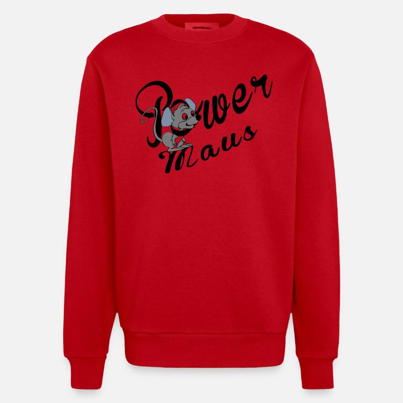 Power Maus - Heavyweight Oversized Organic Crew Neck Made in EU - Rot