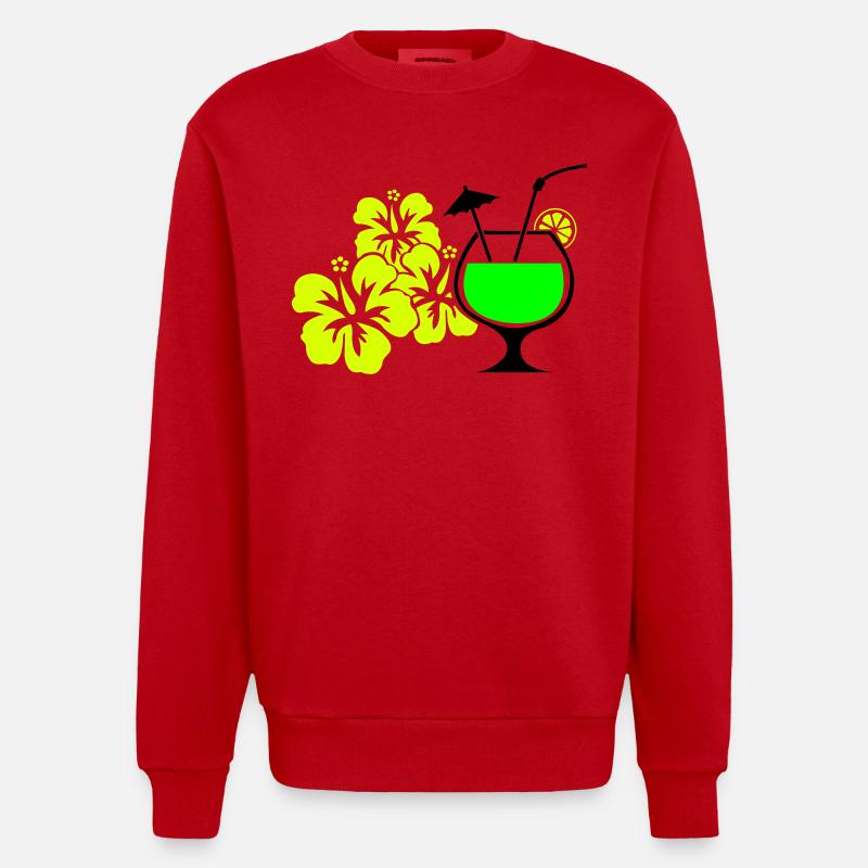 hawaii blumen - Heavyweight Oversized Organic Crew Neck Made in EU - Rot