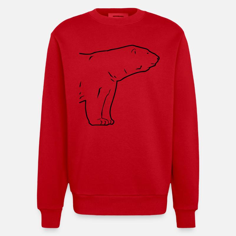Polar Bear - Eisbär - Heavyweight Oversized Organic Crew Neck Made in EU - Rot