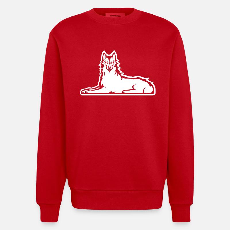 Tschetschenischer Weißer Wolf - Heavyweight Oversized Organic Crew Neck Made in EU - Rot