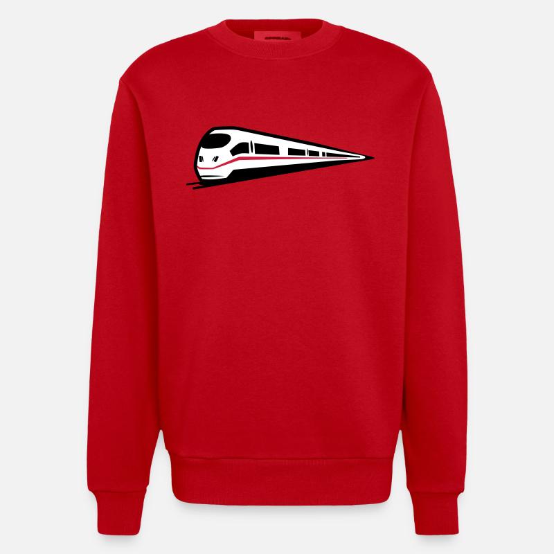 Zug Eisenbahn ice - Heavyweight Oversized Organic Crew Neck Made in EU - Rot