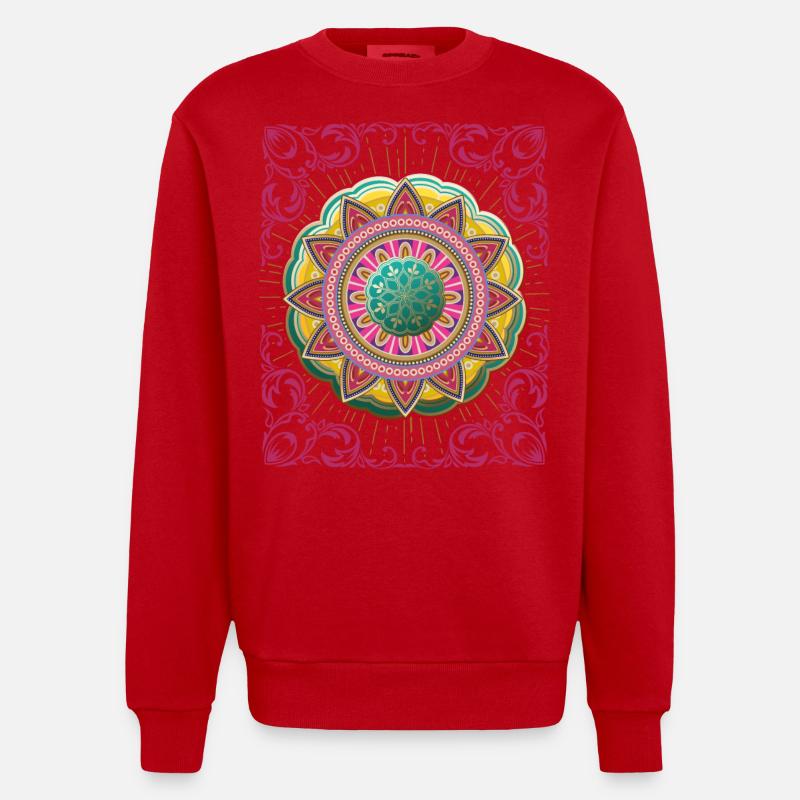 Arabesque, Mandala Design, 3D Mandala - Sweat bio épais oversize fabriqué en UE - rouge