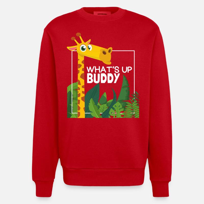 Lustige Giraffe, Comic Stil, Spruch - Heavyweight Oversized Organic Crew Neck Made in EU - Rot