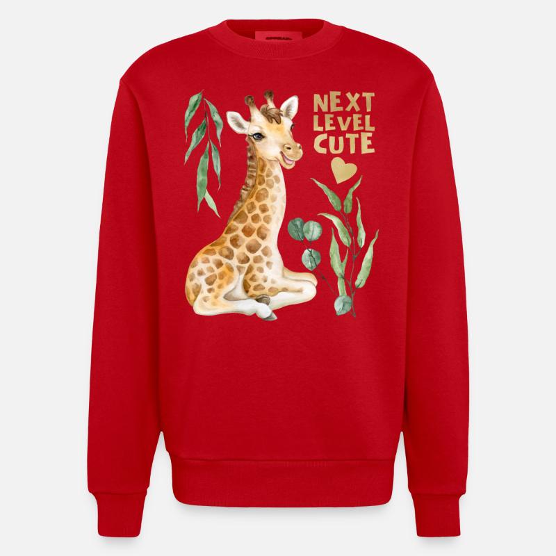 Comic Giraffe, lustiger Spruch - Heavyweight Oversized Organic Crew Neck Made in EU - Rot