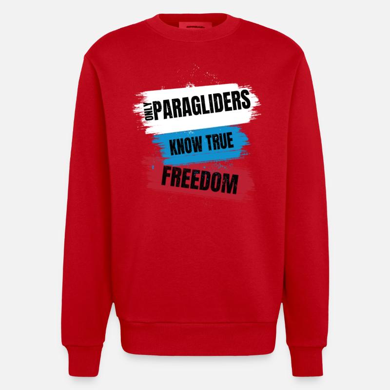 Only Paragliders Know True Freedom - Heavyweight Oversized Organic Crew Neck Made in EU - red