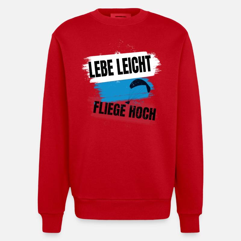 Live light, fly high - Heavyweight Oversized Organic Crew Neck Made in EU - red
