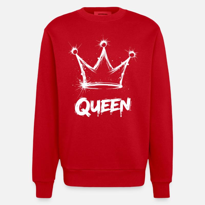 Queen Krone Splash - Heavyweight Oversized Organic Crew Neck Made in EU - Rot