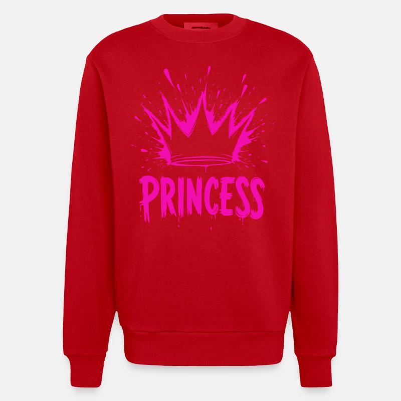 Prinzessin Krone Splash - Heavyweight Oversized Organic Crew Neck Made in EU - Rot