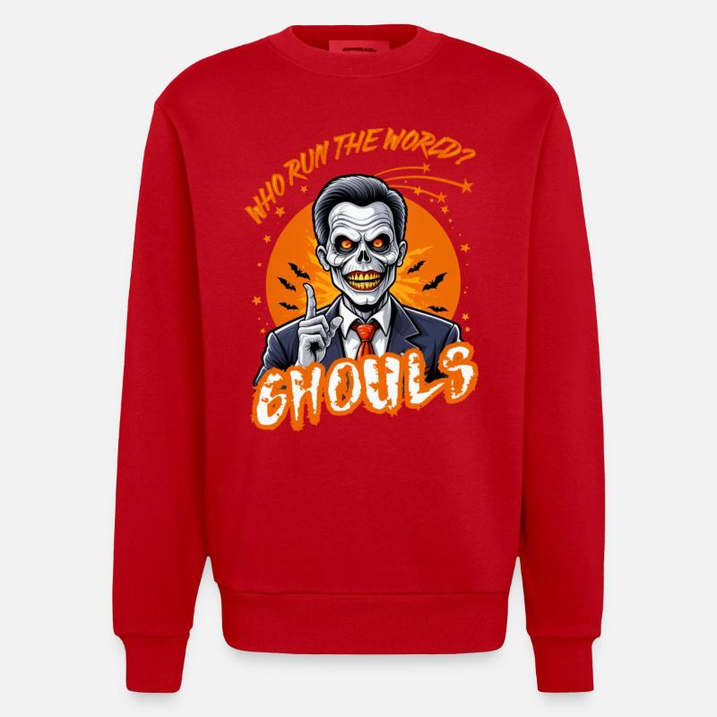 Qui dirige le monde ? Goules - Sweat bio épais oversize fabriqué en UE - rouge