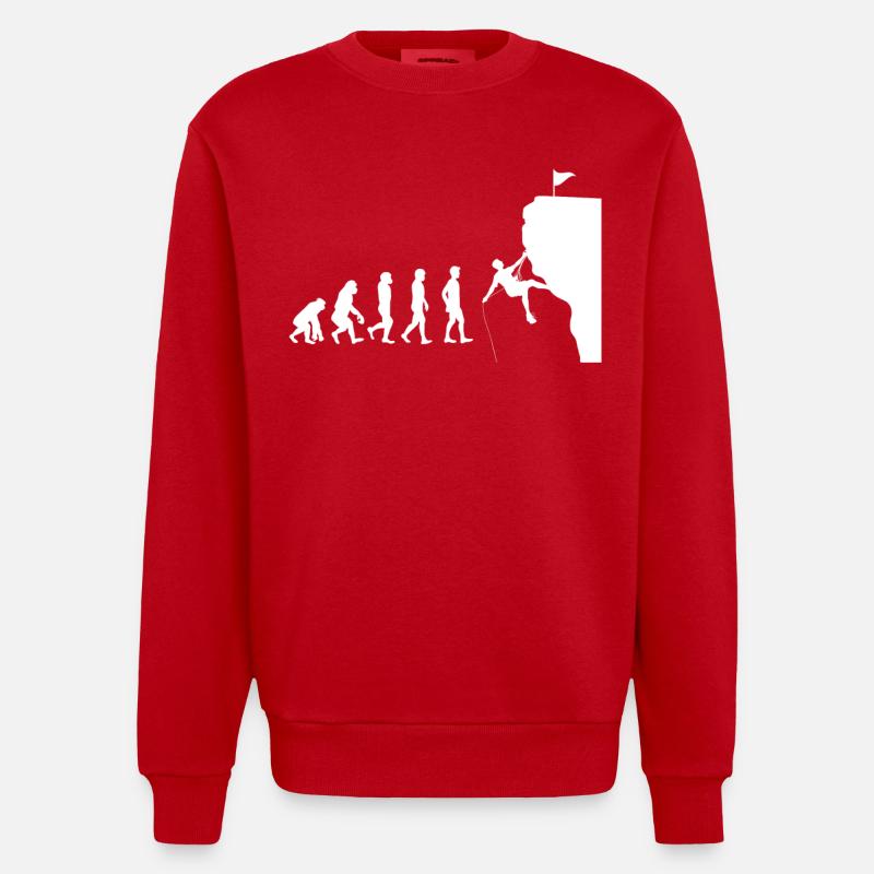 Evolution climbing - Heavyweight Oversized Organic Crew Neck Made in EU - red