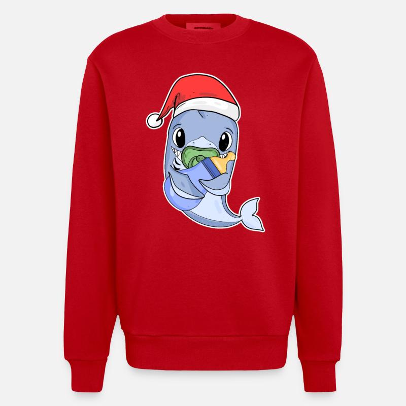 Requin bébé Noël - Sweat bio épais oversize fabriqué en UE - rouge