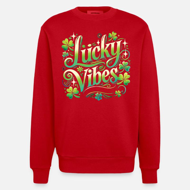 Saint-Patrick Lucky Vibes Design - Sweat bio épais oversize fabriqué en UE - rouge