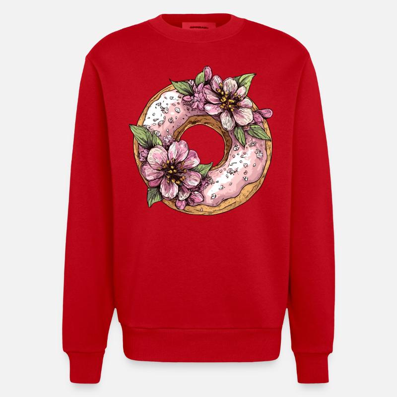 Beignet aux fleurs - Sweat bio épais oversize fabriqué en UE - rouge