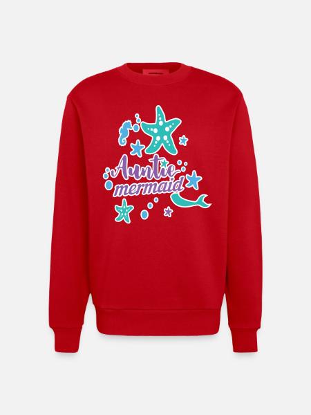 Auntie Mermaid - Heavyweight Oversized Organic Crew Neck Made in EU - red