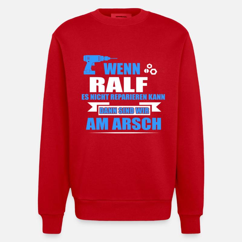 RALF -Geschenk - Heavyweight Oversized Organic Crew Neck Made in EU - Rot