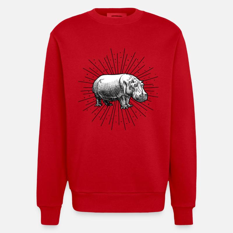 hippopotame - Sweat bio épais oversize fabriqué en UE - rouge