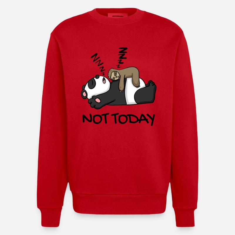 Faultier und Panda - Heavyweight Oversized Organic Crew Neck Made in EU - Rot