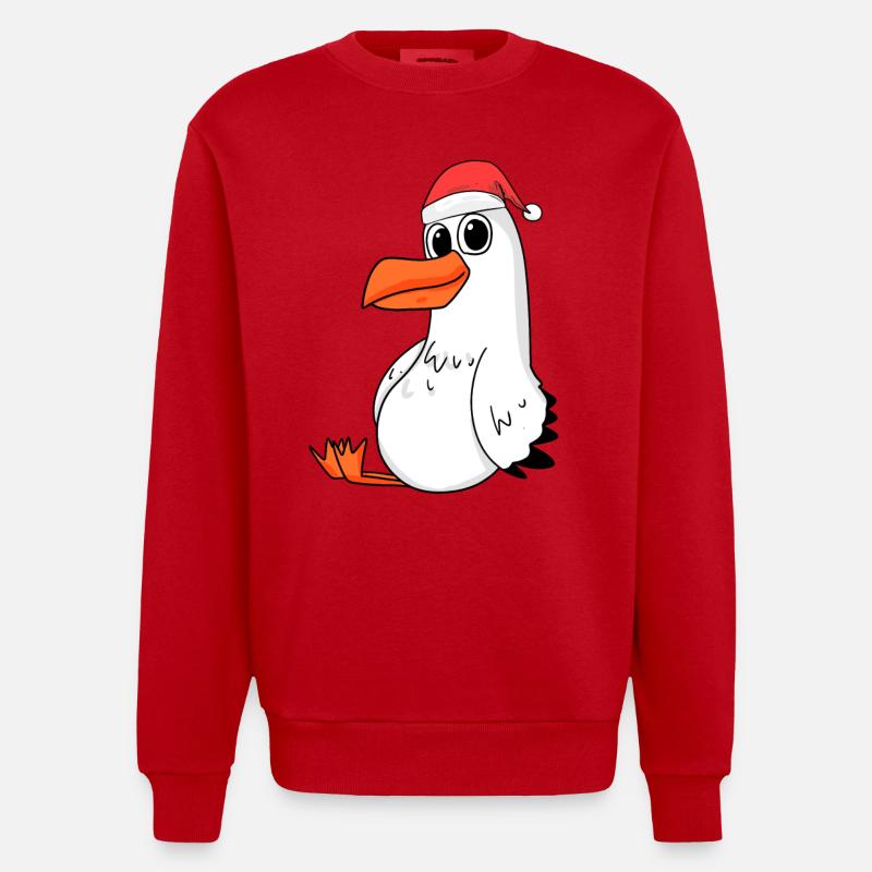 Möwe Weihnachten - Heavyweight Oversized Organic Crew Neck Made in EU - Rot
