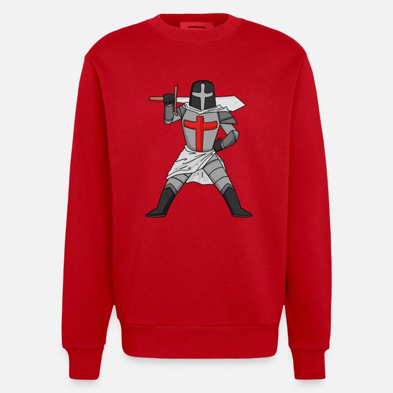 Croix de l’épée templière - Sweat bio épais oversize fabriqué en UE - rouge