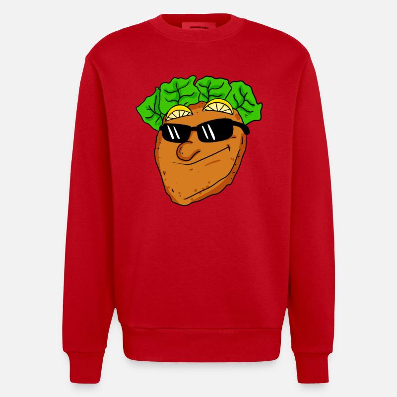 Cooles Schnitzel mit Sonnenbrille - Heavyweight Oversized Organic Crew Neck Made in EU - Rot