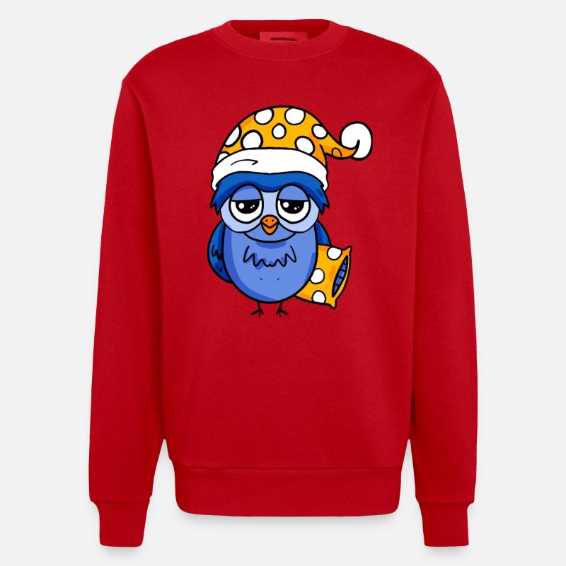 Schläfrige Eule - Heavyweight Oversized Organic Crew Neck Made in EU - Rot